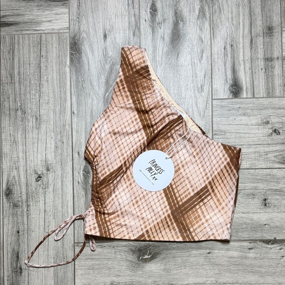 Princess Polly Brown Plaid Crop Top